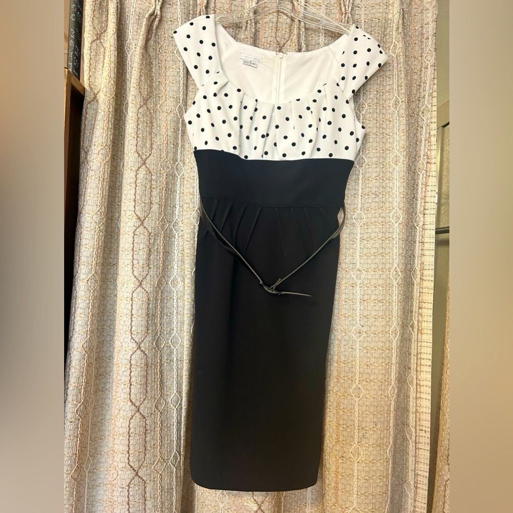 🛍️ London Times Ladies 10 black/white/dots dress new